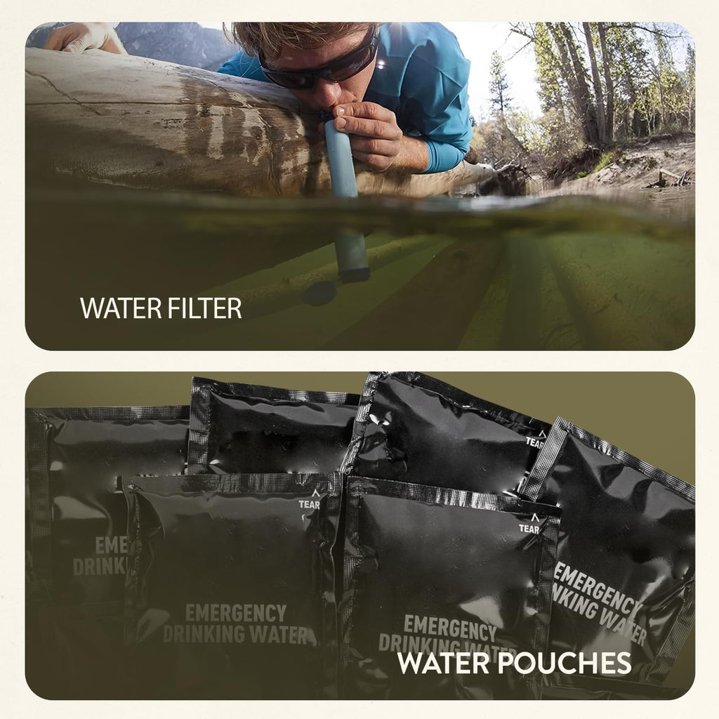 72 Hour Survival Kit Emergency Bug Out Bag with First Aid Water Filter Food and Tools 45L Tactical Backpack