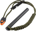 FOSTAR 5 Inch Emergency Weatherproof Flint Ferrocerium Rod Fire Starter with Whistle Multitool Striker and Paracord Lanyard