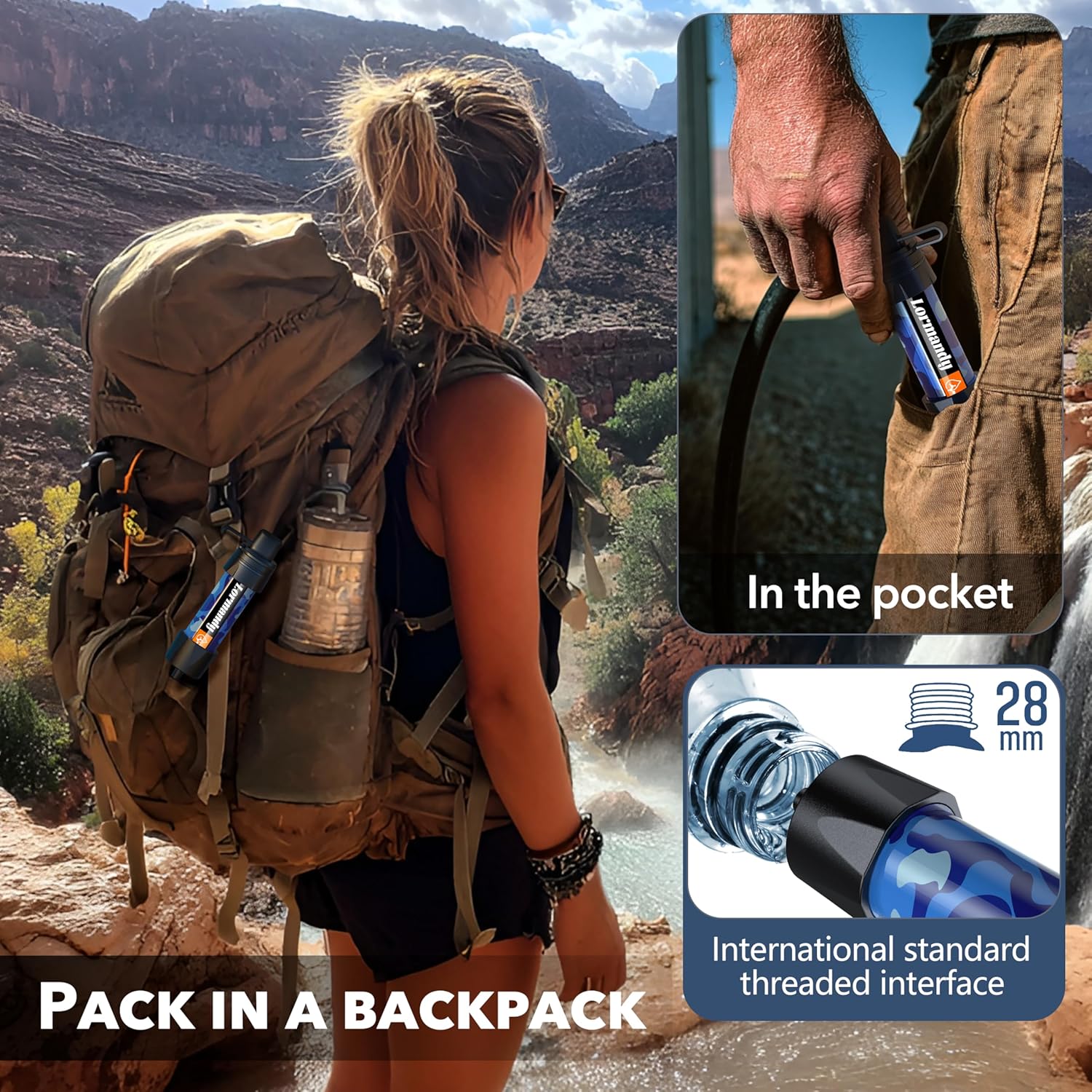 Straw Water Filter Portable Water Filtration System Personal Outdoor Emergency Water Purifier