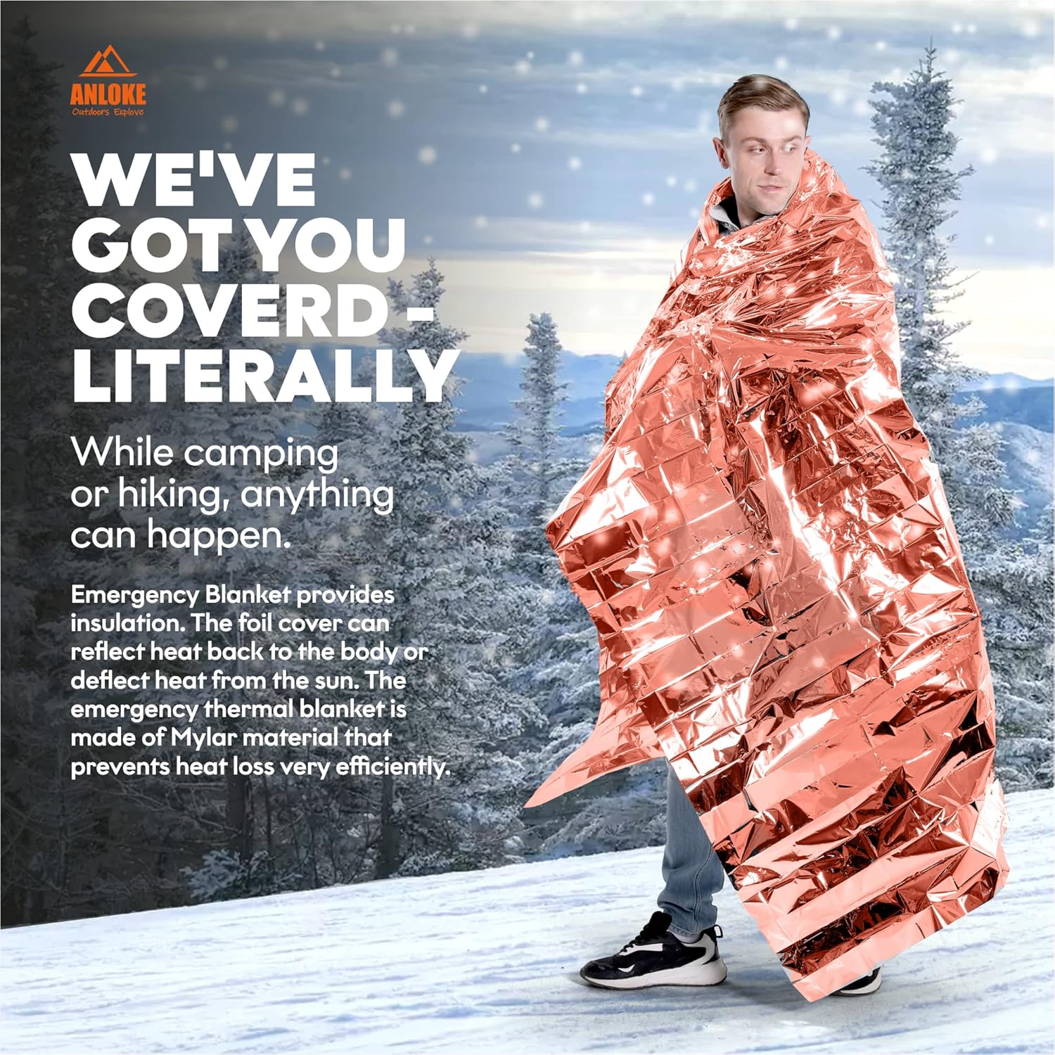 Emergency Mylar Thermal Blankets 4 Pack Heavy Duty Survival Space Blankets 82 x 52 Inches Silver and Orange