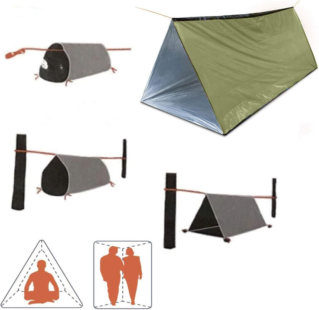 Emergency Two Person Ultralight Survival Shelter Tube Tent with Space Blanket