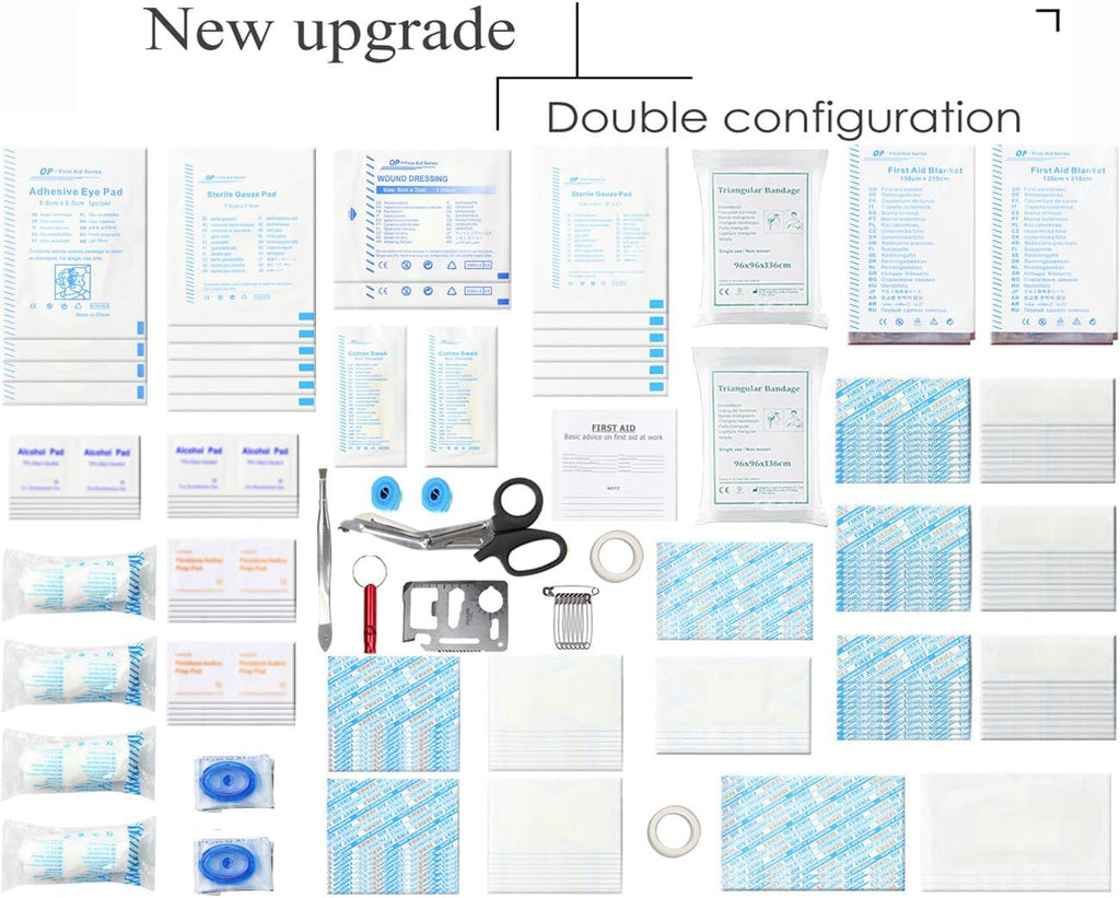 Compact First Aid Kit 228 Piece Waterproof EVA Case for Home Car Camping and Emergency Care