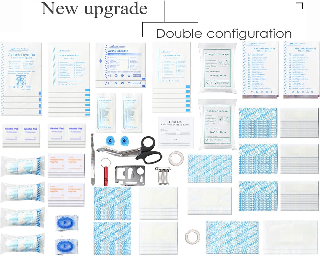 Compact First Aid Kit 228 Piece Waterproof EVA Case for Home Car Camping and Emergency Care