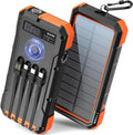BLAVOR Solar Power Bank 20000mAh Fast Charging Portable Charger with Built in Cables Wireless Charging and Flashlight
