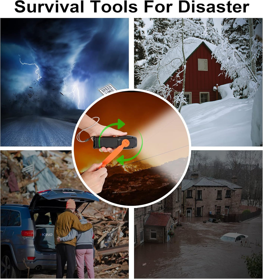 Emergency Hand Crank Radio Portable AM FM NOAA Weather Radio with Flashlight and SOS Alarm