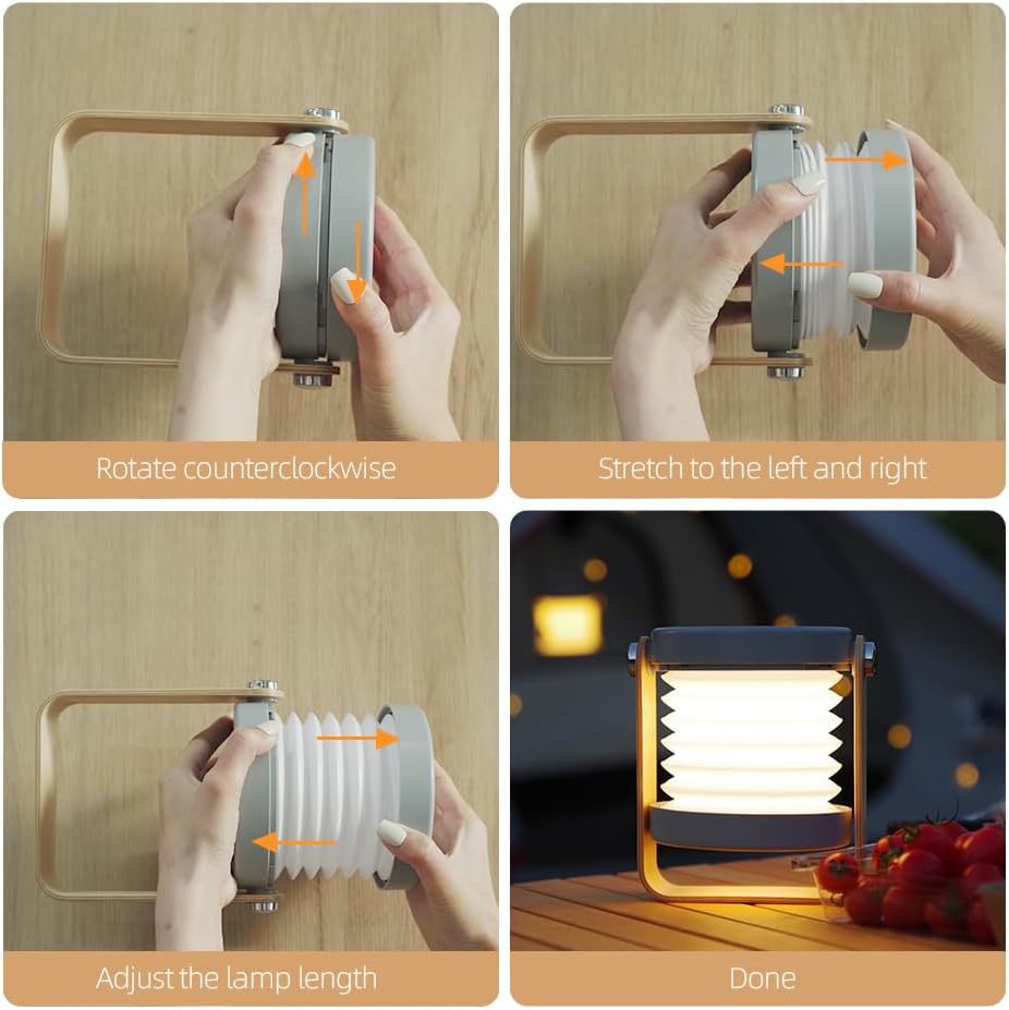 Collapsible LED Rechargeable Camping Lantern Portable Touch Light and Emergency Flashlight