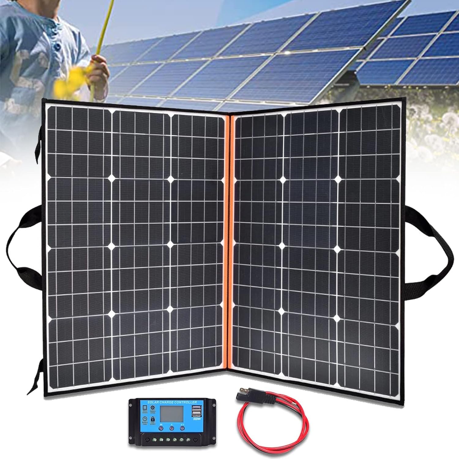 Portable Foldable Solar Panel Kit 200W Flexible Monocrystalline Panel for Camping Travel and RV Use