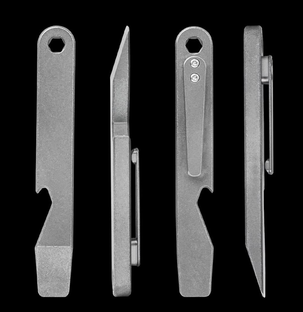 Titanium EDC Pry Bar Mini Crowbar with Opener and Pocket Clip