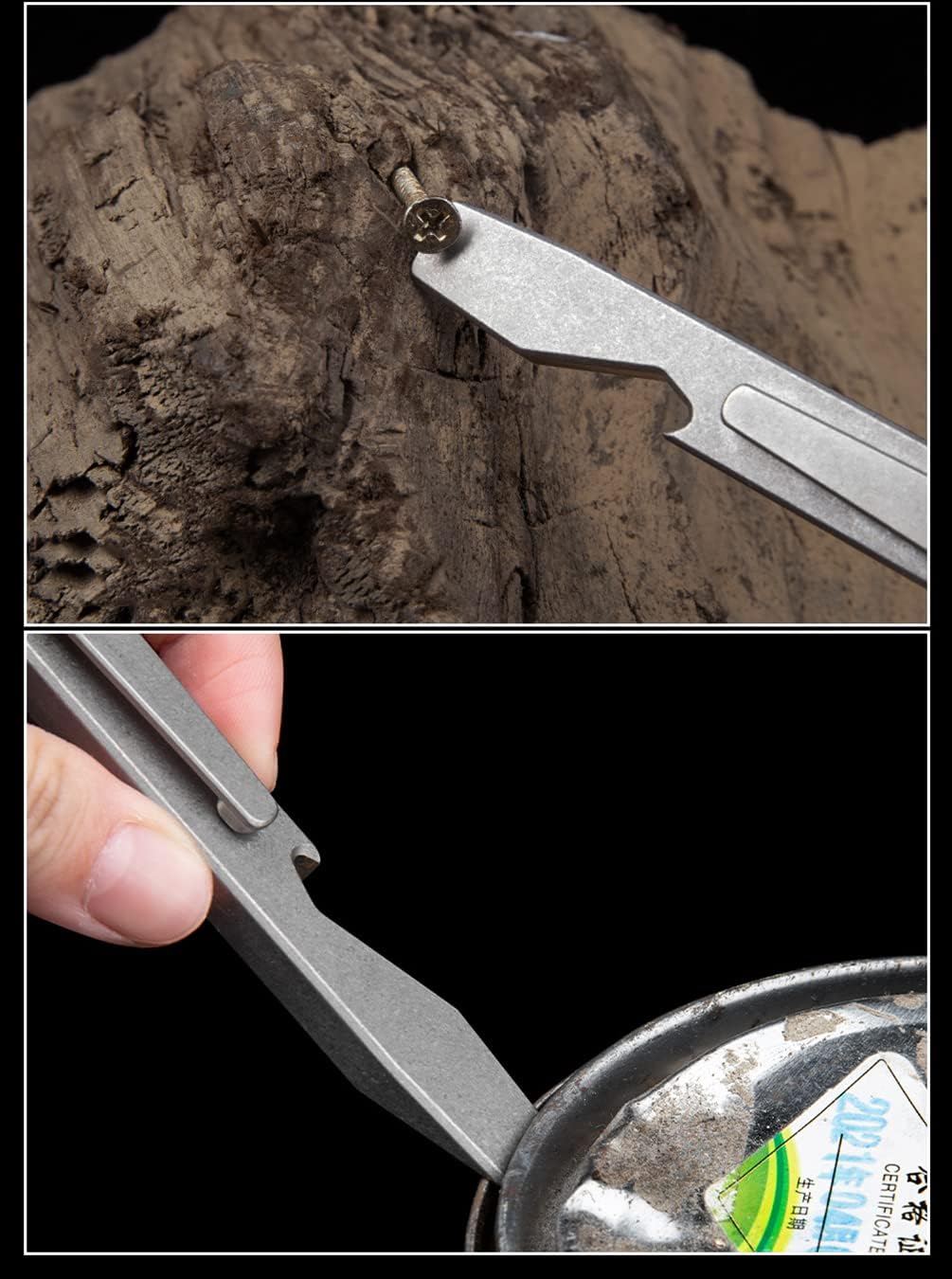 Titanium EDC Pry Bar Mini Crowbar with Opener and Pocket Clip