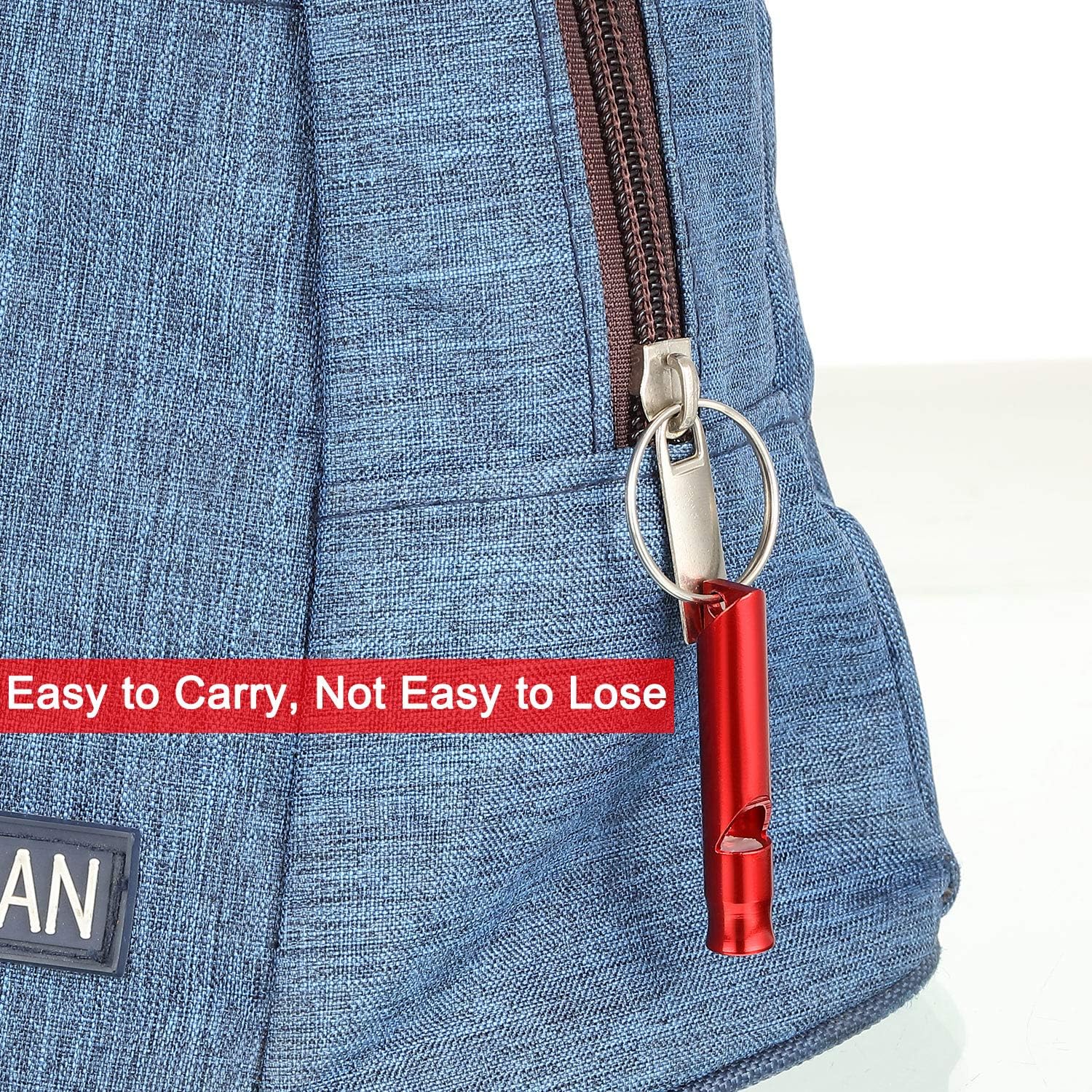 Sumind 49 Piece Emergency Whistle Set Aluminum Survival Whistles with Keychain 7 Colors